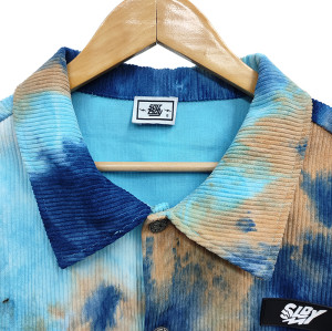 Tie Dye Relaxed Fit Jacket Manufacturer | Casual Spring Corduroy Jacket Men | Custom Tiedye Styles Printed Jacket In Multicolor