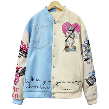 Custom Men's Baseball Jacket Manufacturers | Leather Long Sleeve Embroidery Patch Varsity Jacket | Autumn Casual Contrast Colour Letterman Jacket