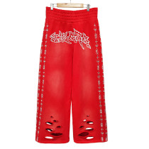 Custom Men's Flare Sweatpants Supplier | Manufacturers Vintage Rhinestone Sweatpant Men | Acid Wash Distressed Rhinestone Sweatpants
