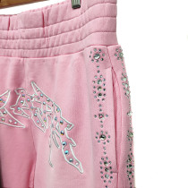 Flared Baggy Men's Sweatpants With Rhinestone | Manufacturers Cotton Acid Wash Joggers | Custom Washed Distressed Vintage Sweatpants