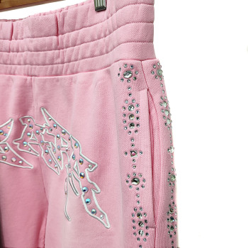 Flared Baggy Men's Sweatpants With Rhinestone | Manufacturers Cotton Acid Wash Joggers | Custom Washed Distressed Vintage Sweatpants