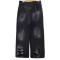 Unisex Black Stacked Sweatpants Supplier | Csustom Design Acid Wash Flare With Rhinestone | Baggy Oversized Sweatpants Manufacturers