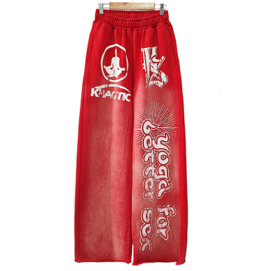 Custom Flare Track Jogger Flared Sweatpants | Sun Faded Flare Sweat Pants Manufacturer | Wholesale Cotton Joggers Men Screen Print Factory