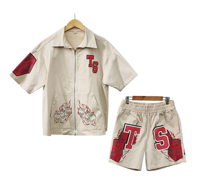 Men's Breathable Shirt Sets Manufacturers | Embroidered Shirt And Shorts Set Men | Streetwear Men Noylon Shirt And Shorts Set