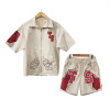 Men's Breathable Shirt Sets Manufacturers | Embroidered Shirt And Shorts Set Men | Streetwear Men Noylon Shirt And Shorts Set