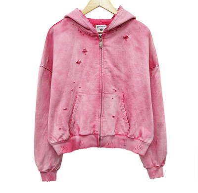 Custom Full Zip Up Hoodies Manufacturer | Stone Wash Oversized Hoodie Vendor | 100 Cotton Heavy Weight Hoodie Sun Washed Factory