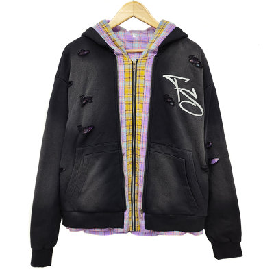 Double layer French terry zip-up Y2K hoodie
