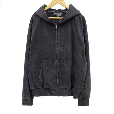 Vintage stone washed zip-up hoodie