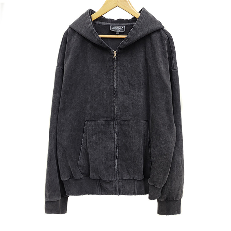 Vintage stone washed zip-up hoodie — vintage hoodie manufacturer GROOVECOLOR wash program