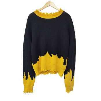 Unique Casual Pullover Knitted Streetwear Sweater Supplier | OEM Color Blocking Crewneck Sweater Factory | ODM Knitwear Manufacturer
