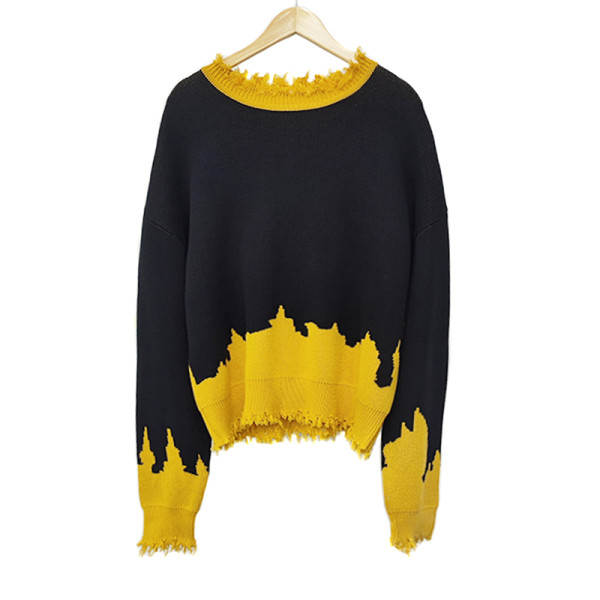 Unique Casual Pullover Knitted Streetwear Sweater Supplier | OEM Color Blocking Crewneck Sweater Factory | Oversized Knitwear Manufacturer