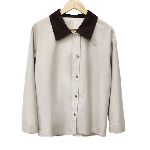 Spring Khaki Work Jacket Suppliers | Custom Twill Fabric Workwear Embroidered Jacket | Men's Long Sleeve Buttons Up Work Jacket