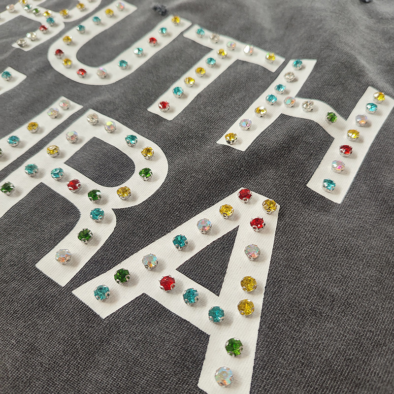 custom Rhinestones t shirt for streetwear brands