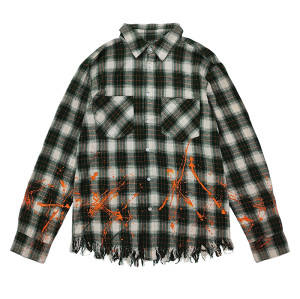 Best Clothing Manufacturers | Custom Wash Streetwear Vintage Casual Shirts | Baggy Oversized Fringe Long Sleeves  Plaid Shirts Supplier
