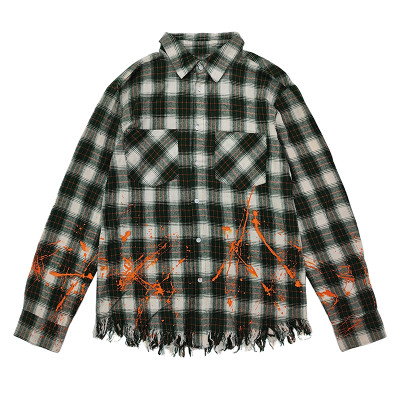 Best Clothing Manufacturers | Custom Wash Streetwear Vintage Casual Shirts | Baggy Oversized Fringe Long Sleeves  Plaid Shirts Supplier
