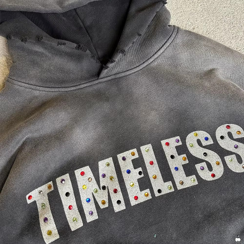Custom Made Vintage Hoodies Manufacturer | Premium French Terry Acid Washed Rhinestone Oversized Hoodie For Men