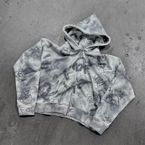 Graphic Zip Up Hoodie Manufacturer | Custom Mens Y2k Zip Up Hoodies 350 GSM Best Heavyweight Hoodie Supplier