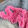 Rhinestone Shorts Manufacturer | Plus Size Denim Short With Tassel Embroidered Patch | Custom Streetwear Clothing Supplier