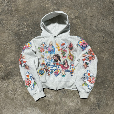 Luxury Hoodie Manufacturer | Custom Mens 500 GSM Heavyweight Graphic Zip Up Hoodies For Business