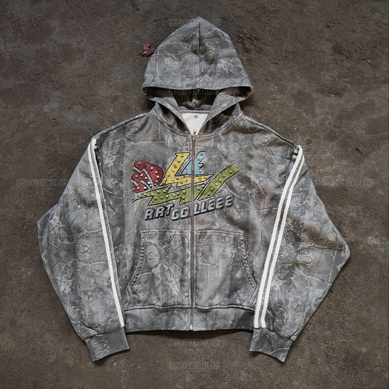 custom y2k hoodie with dtg print and rhinestones, y2k tracksuit manufacturer, groovecolor