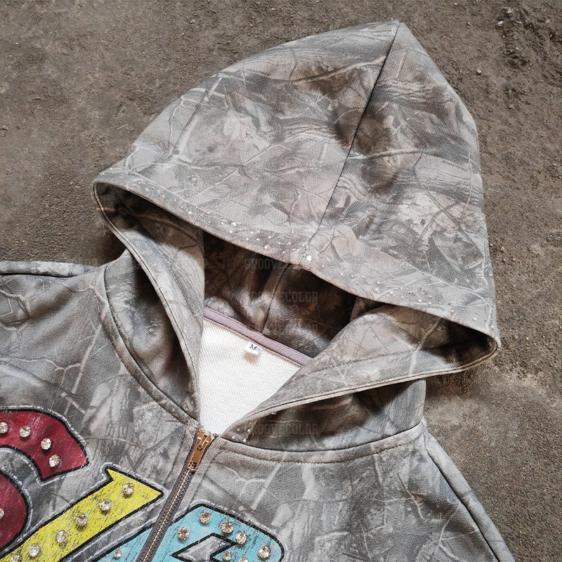 custom dtg hoodie for y2k streetwear manufacturers, all over print, rhinestone hoodie, groovecolor