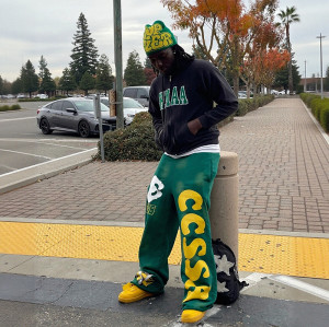 Tracksuit Manufacturers | Patchwork Hoodie and Screen Printing Sweatpants Set Men's Sweatsuit Factory