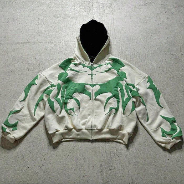 Puff Print Hoodie Manufacturer | Custom Zip Up Oversized Streetwear Hoodie Factory