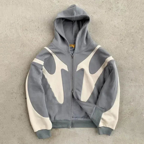 Custom Oversized Patchwork Zip Up Hoodie For Men | Best Chinese OEM Hoodie Manufacturer