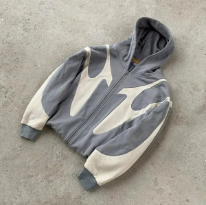 Custom Oversized Patchwork Zip Up Hoodie For Men | Best Chinese OEM Hoodie Manufacturer