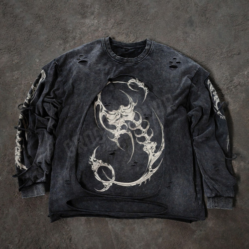 Sweatshirt Manufacturer | Custom Double Layer Distressed Acid Wash Sweatshirt Clothing Supplier