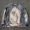 Sweatshirt Manufacturer | Custom Double Layer Distressed Acid Wash Sweatshirt Clothing Supplier