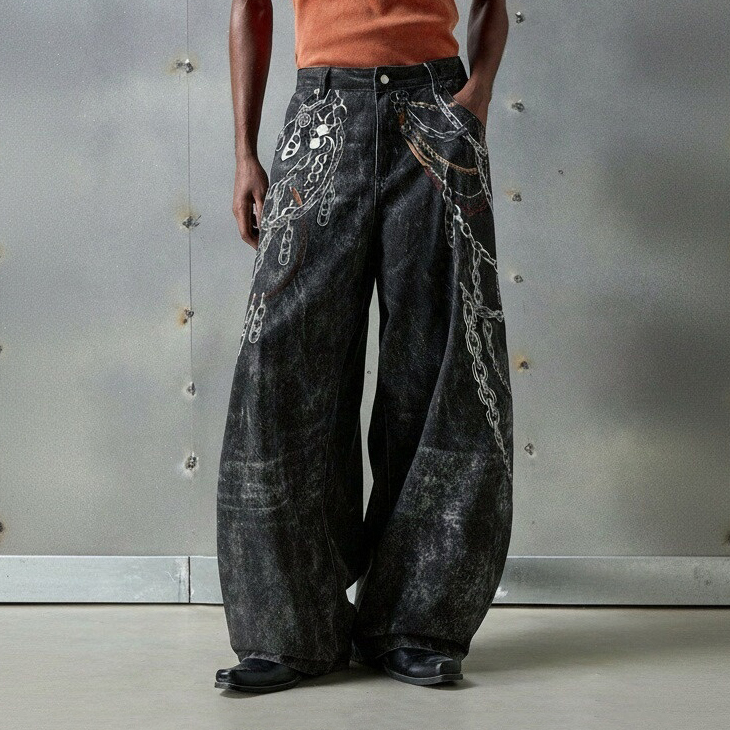 Baggy jeans supplier audit focus in Dongguan, China, checking fit repeatability and wash consistency for streetwear denim