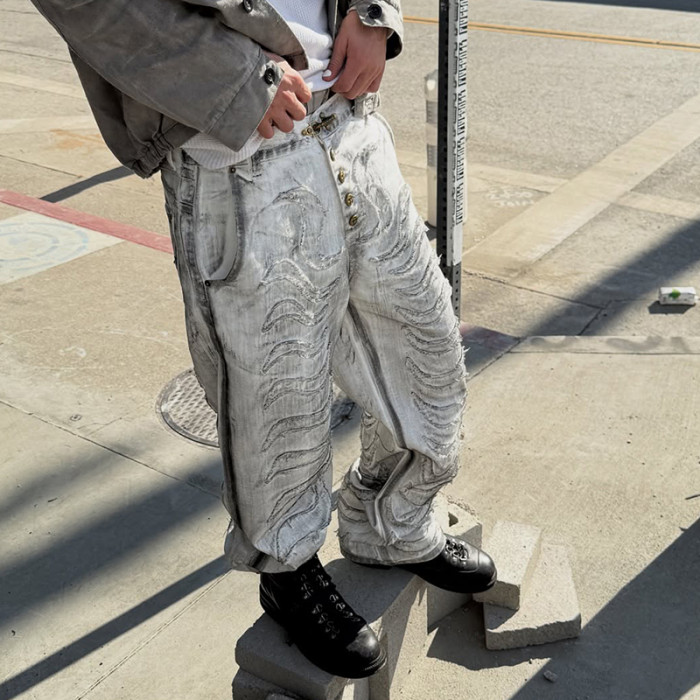 Custom Baggy Jeans Manufacturer | Y2K Streetwear Distressed Pants  Supplier For Men