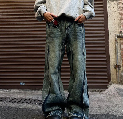 China Y2k Jeans Supplier | Custom Flare Jeans with Vintage Wash and Wide-Leg Silhouette Manufacturer | Groovecolor