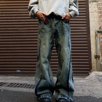 China Y2k Jeans Supplier | Custom Flare Jeans with Vintage Wash and Wide-Leg Silhouette Manufacturer | Groovecolor