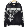 Custom Embroidered Hoodie Manufacturer | Vintage Style with DTG Print & Rhinestone | Custom Streetwear Clothing Supplier