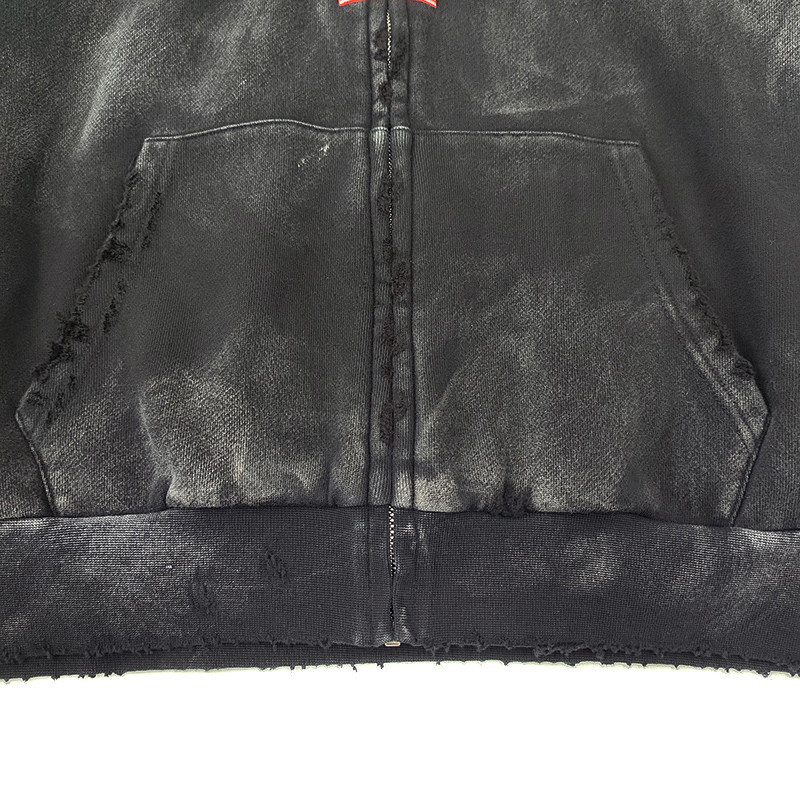 Groovecolor custom acid wash hoodie with graffiti screen prints, oversized fit, distressed trims for UK streetwear brands