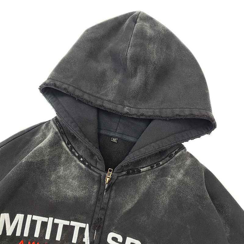 Custom hoodie with vintage acid wash finish and oversized silhouette by Groovecolor, China streetwear factory