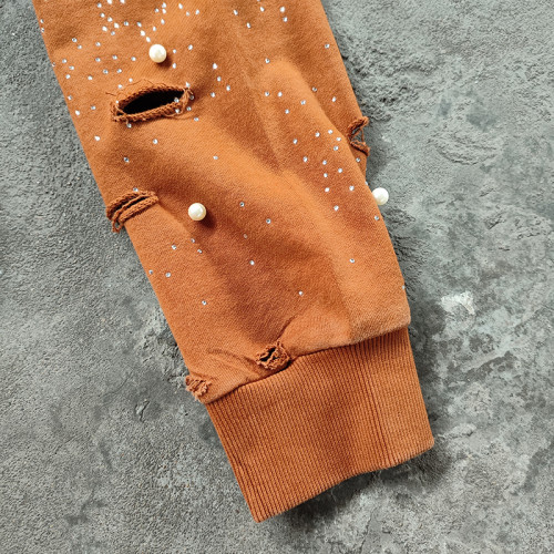 Y2K Streetwear Pearl Zip Hoodie | Custom Vintage Acid Wash Hoodie Factory in China | Design for Streetwear Brands