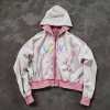 Custom Acid Wash Hoodie Manufacturer | Men's Pastel Y2K Letter Zip-Up Hoodies Supplier | Produced by GrooveColor