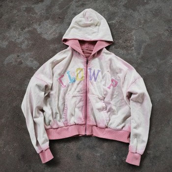 Custom Acid Wash Hoodie Manufacturer | Men's Pastel Y2K Letter Zip-Up Hoodies Supplier | Produced by GrooveColor