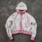 Custom Acid Wash Hoodie Manufacturer | Men's Pastel Y2K Letter Zip-Up Hoodies Supplier | Produced by GrooveColor