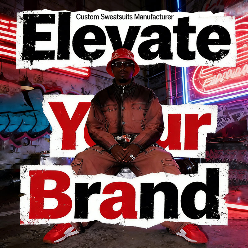 A curated selection of high-quality sweatsuits from top American manufacturers, showcasing different styles and fabrics for streetwear brands.