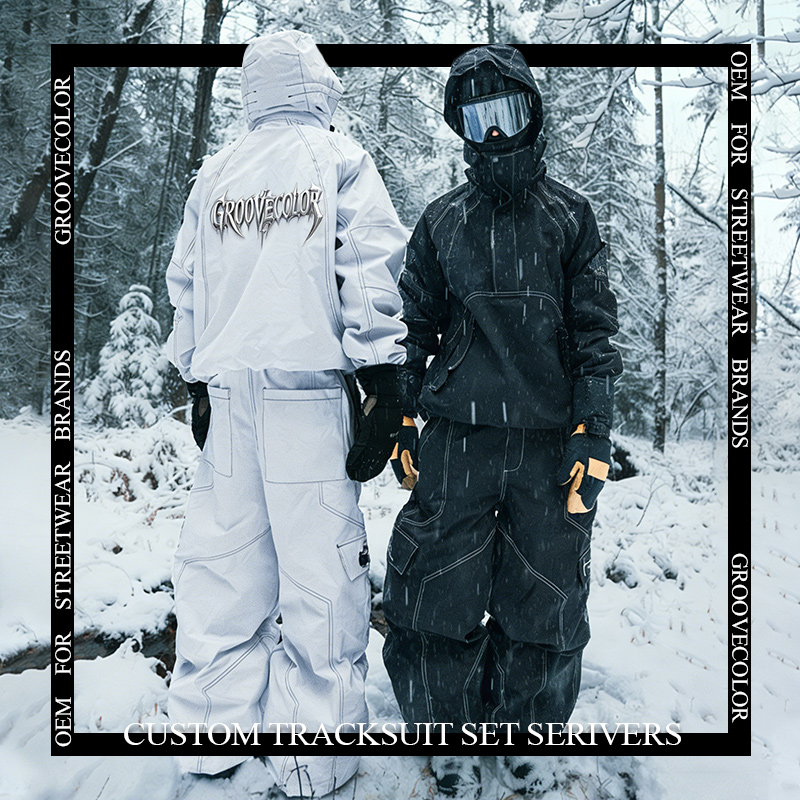 A high-end tracksuit set from a streetwear brand, showcasing detailed stitching and premium fabric, representing the quality standards for tracksuit sets manufacturers in Asia.