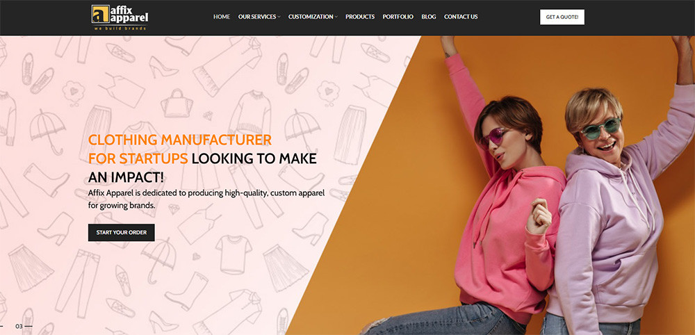 Affix Apparel Los Angeles streetwear manufacturer for emerging fashion brands and startups