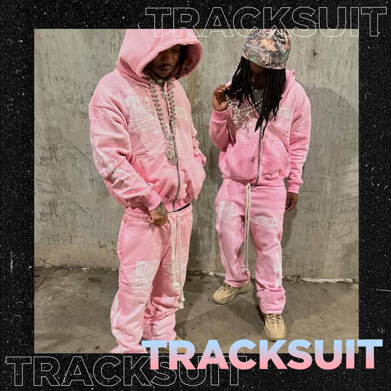 A detailed view of a high-quality tracksuit being manufactured in a modern Manchester clothing facility, highlighting fabric texture and stitching.