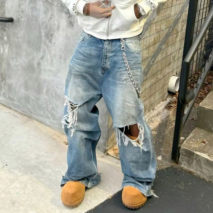 Relaxed utility streetwear manufacturing showcasing cargo pants and field jackets on a production line