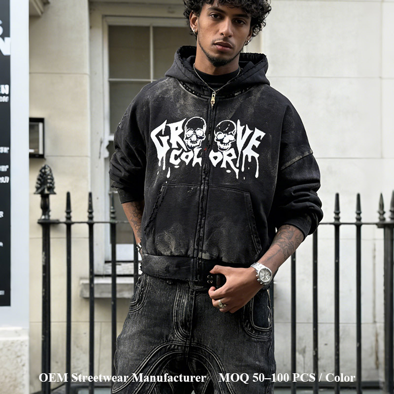 vintage washed streetwear garment showing controlled faded wash finish