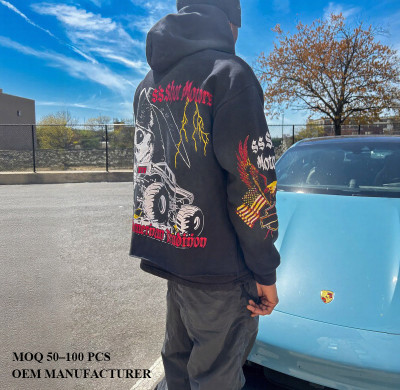 Custom Hoodie Manufacturers Cropped Graphics Heavyweight Zip Up Hoodies Y2k Streetwear Manufacturer