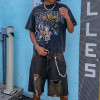 Custom Vintage Streetwear Tee Manufacturer | Oversized Black DTG T-Shirt with Cracked Print | Groovecolor